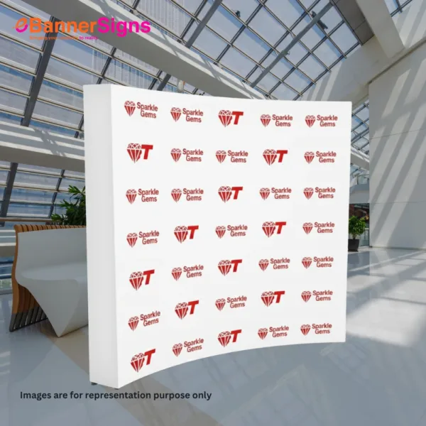 Step & Repeat Fabric Pop Up Curved Display | eBannerSigns