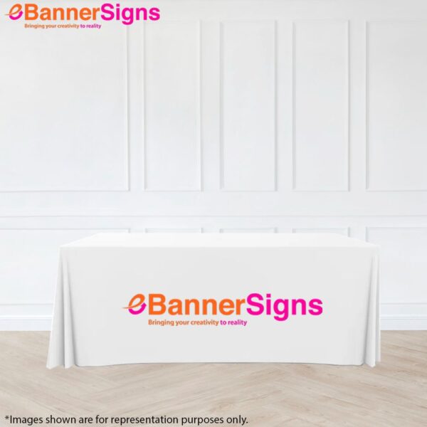 Premium White Table Covers (3-Sided Open Back)