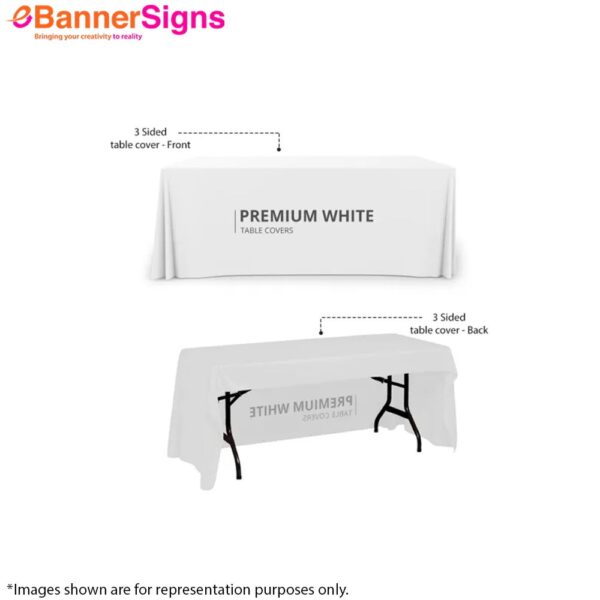 Premium White Table Covers (3-Sided Open Back)