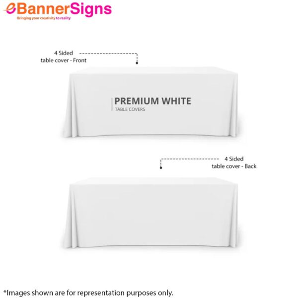 Premium White Table Covers (4-Sided Closed Back)