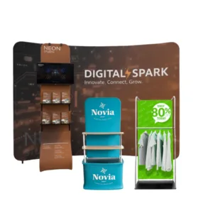 Banner Stand With Display Shelves