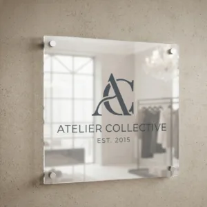 Clear Acrylic Sign with Vinyl Back