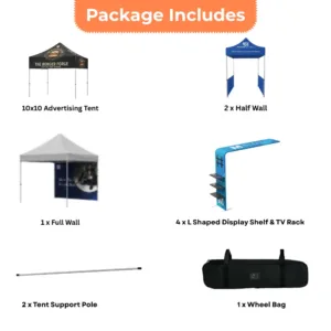 Canopy Tent 10 x 10 L Shaped Display Shelf & TV Rack